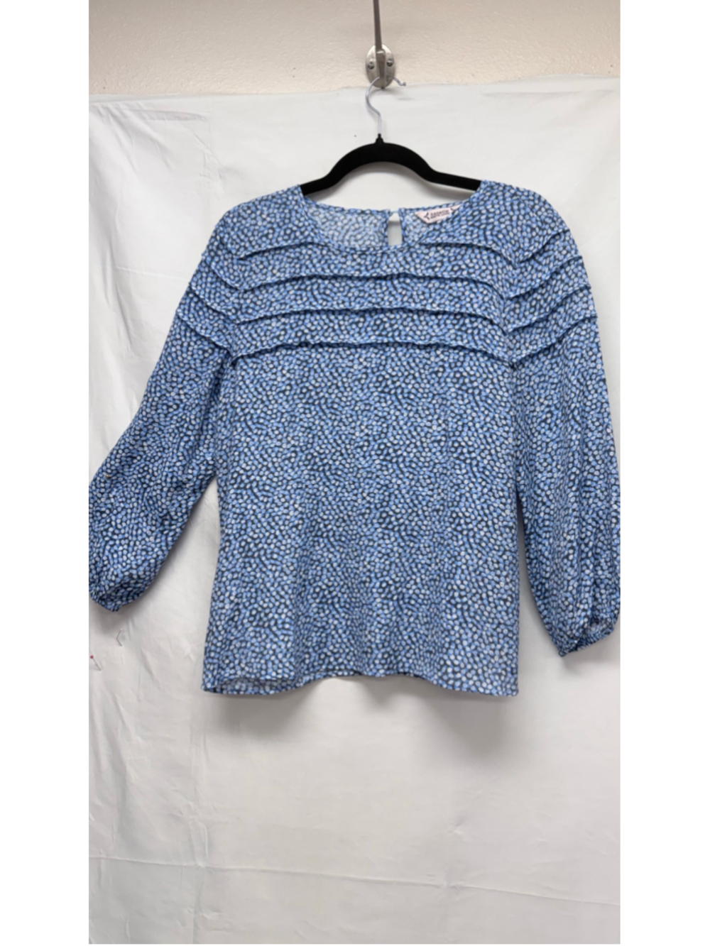 Women's Nanette Lepore Blue & White Polka Dot Ruffled Blouse Size S